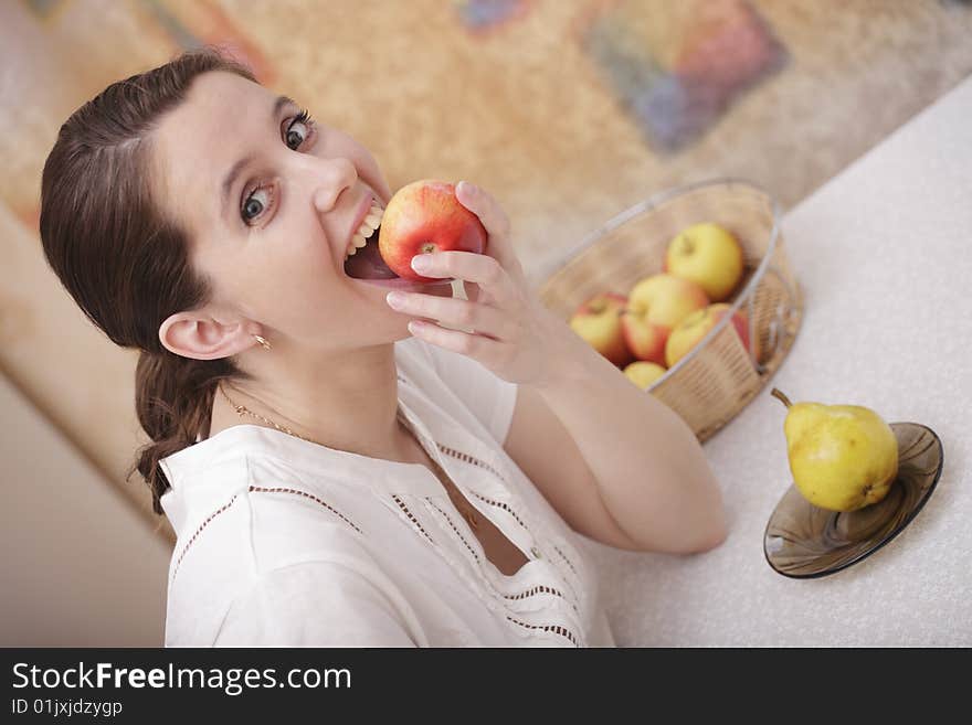 Girl with an apple