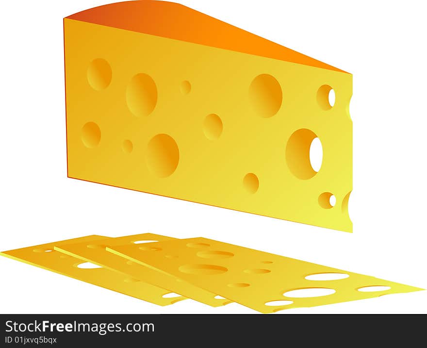 Cheese, isolated on white, vector, eps 8 format