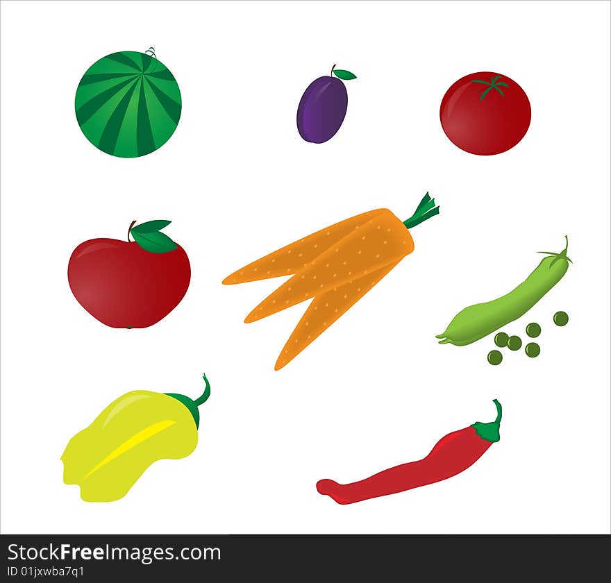 Fruit on the white background