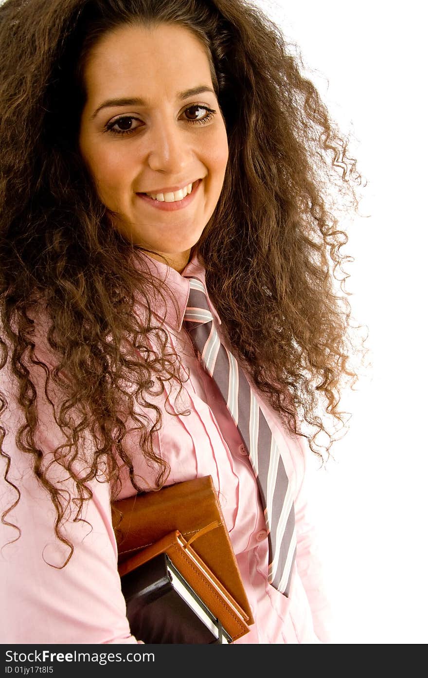 Young high school student on an isolated white background