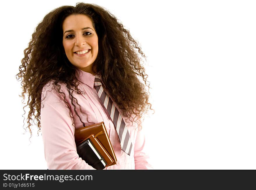 Young female student on an isolated background