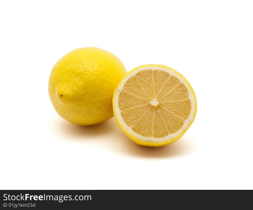 Fresh and juicy lemons isolated on white background with  path