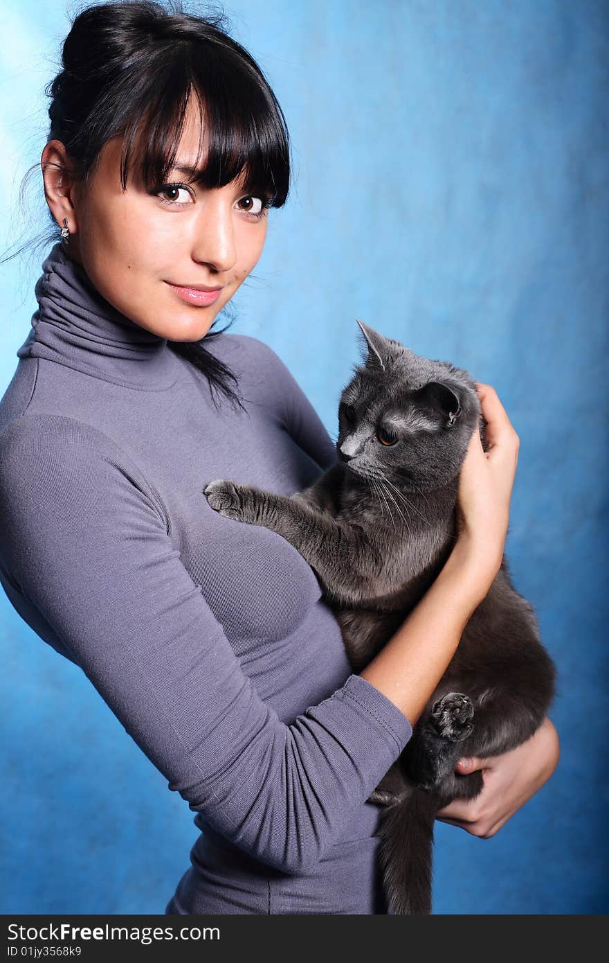 Beautiful Woman Holding Cat