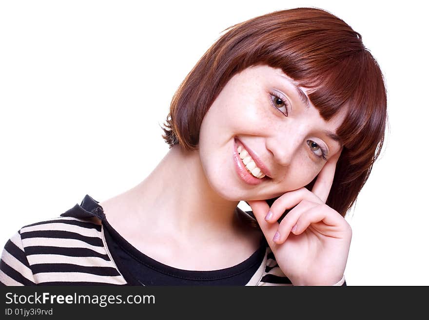 Laughing girl in a T-shirt