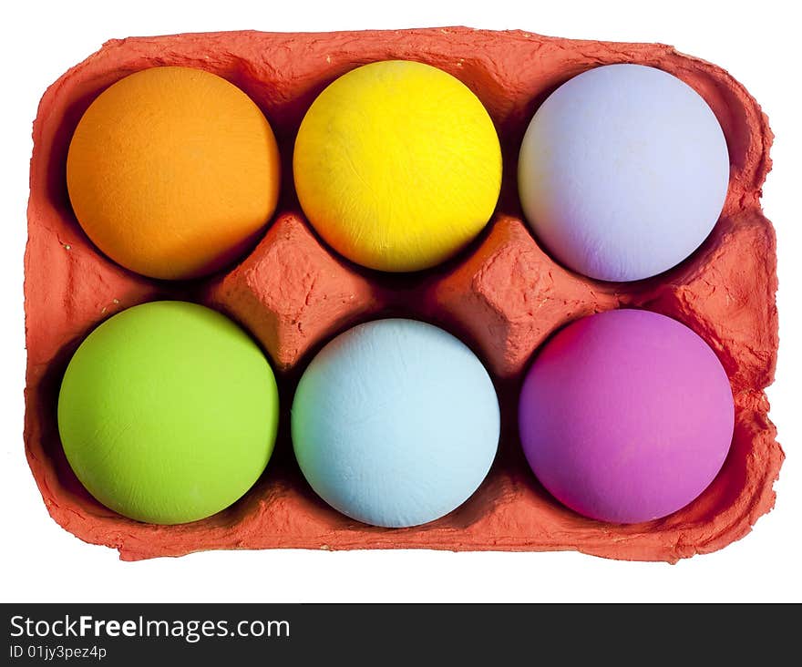 Colorful easter eggs in colorful caps