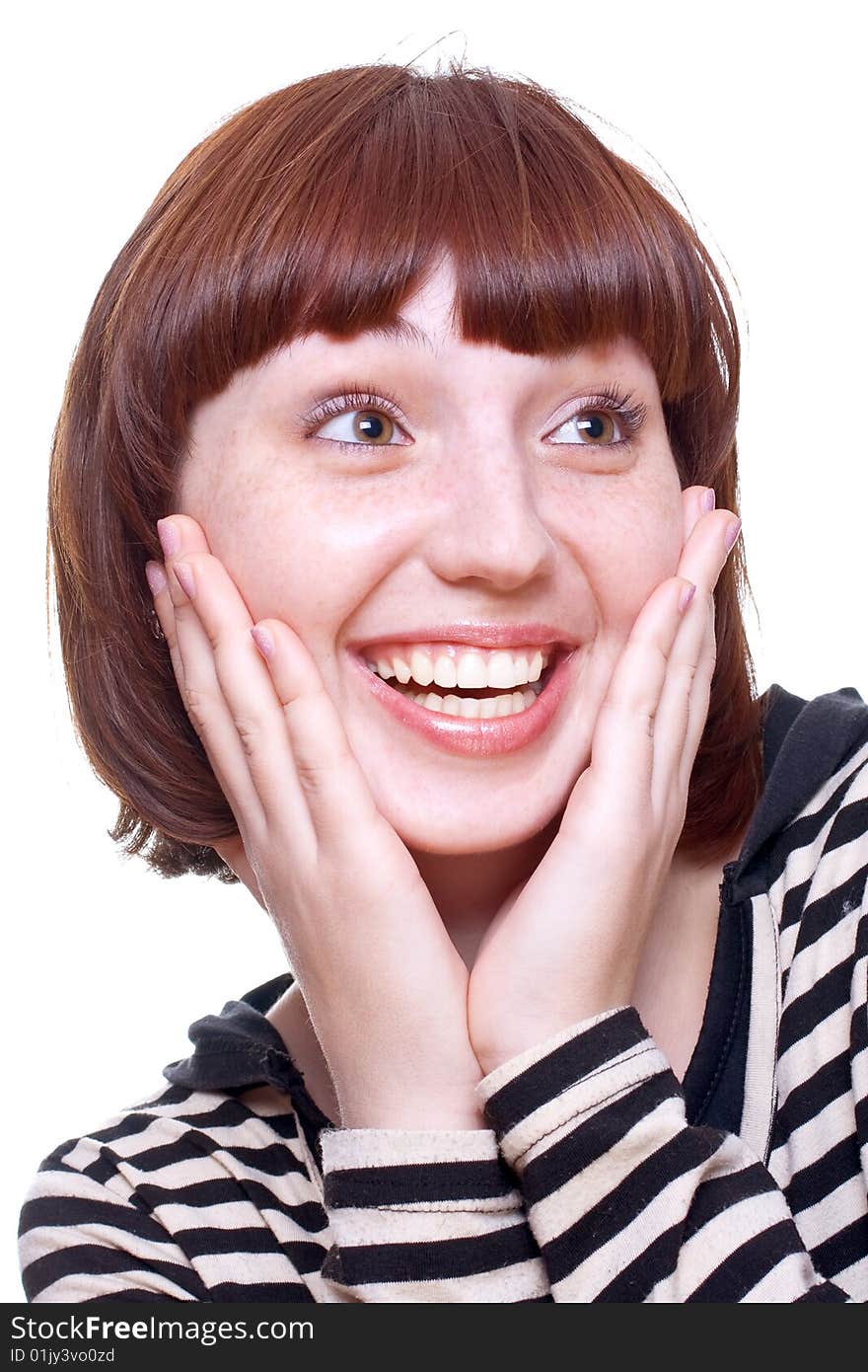 Laughing girl in a T-shirt