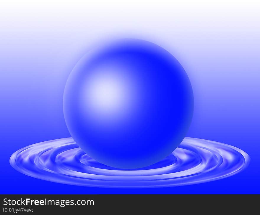 Blue Ball In The Liquid