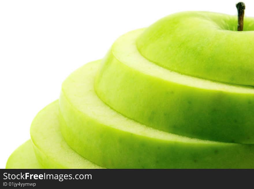 Green apple on a white background