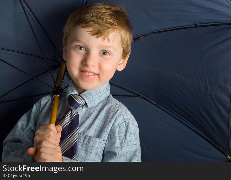 Boy With Blue Umbrella