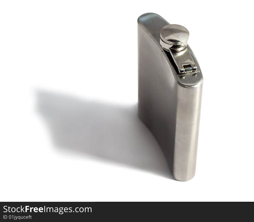 Metal flask on white background, isolated