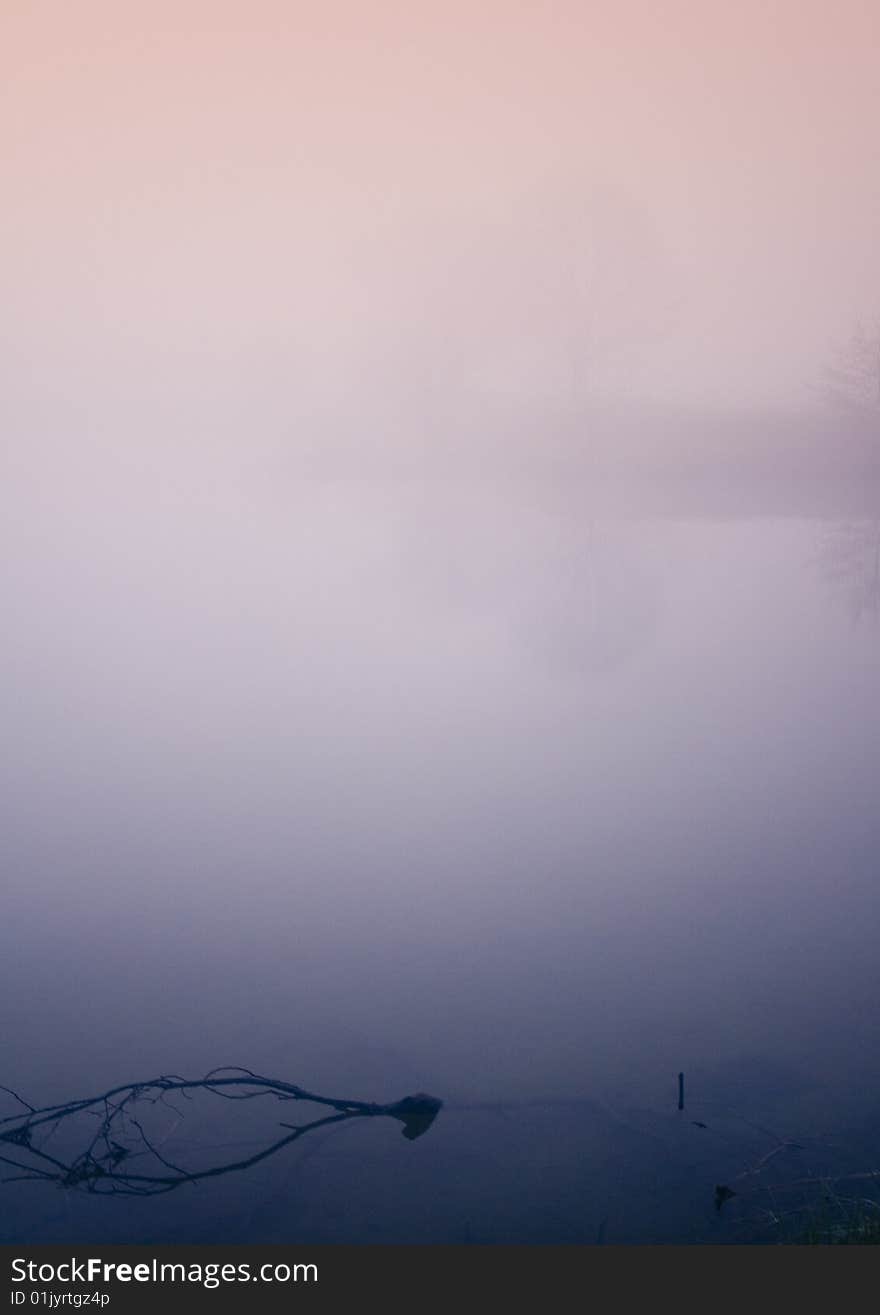 Foggy morning and non-urban scene in southern Poland