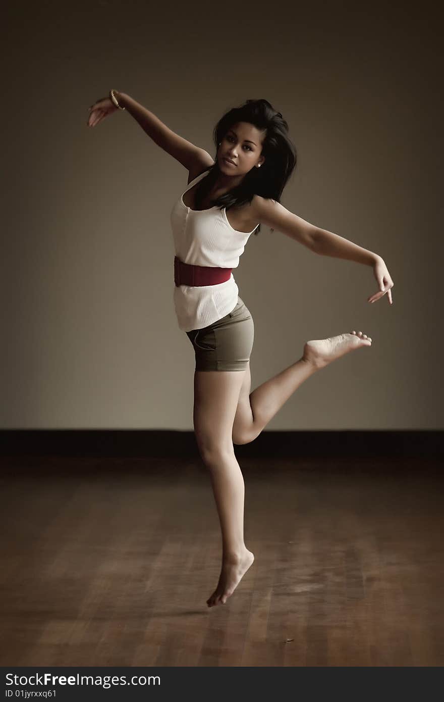 Portrait Of An Indonesian Girl Jumping