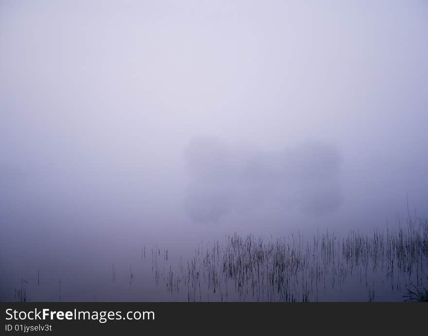 Foggy morning and non-urban scene in southern Poland