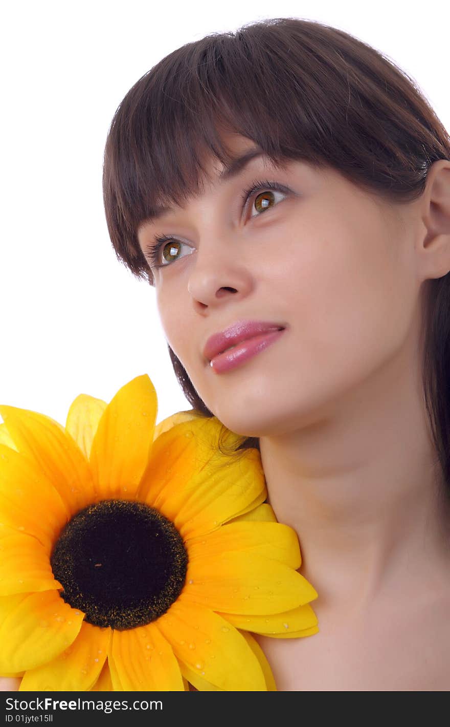 Portrait beautiful woman with flower