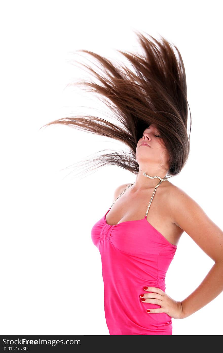 Woman with long flapping hairs