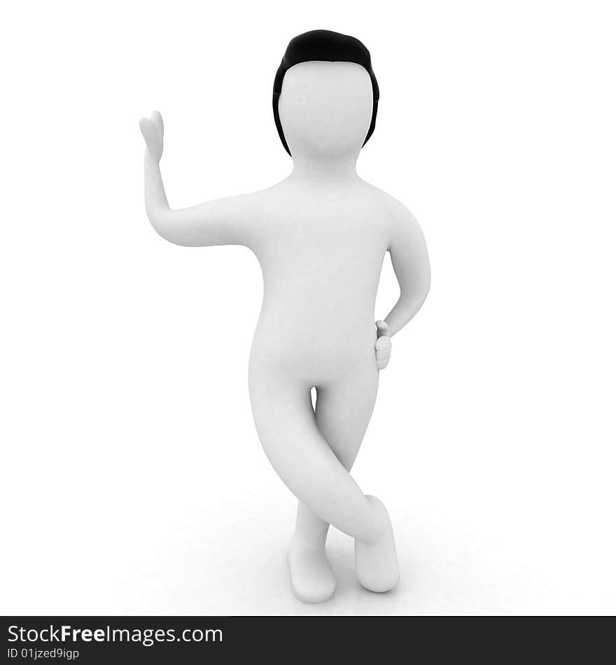 3D character posing against white background. 3D character posing against white background