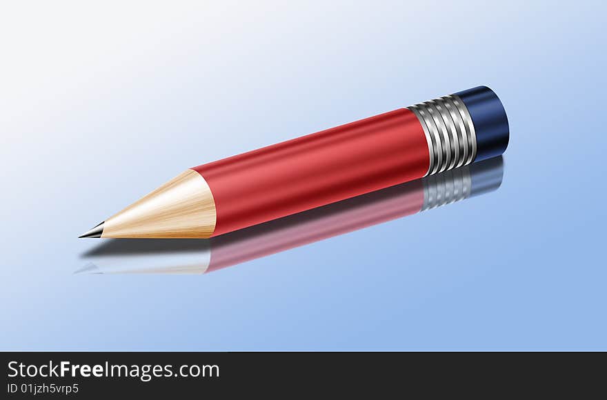 Pencil isolated against blue background