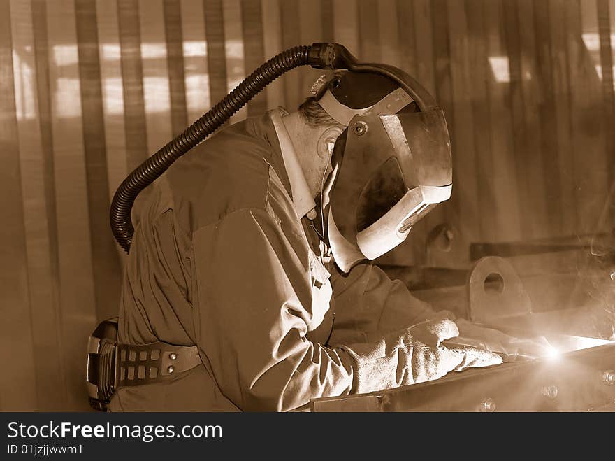 Welder at work.