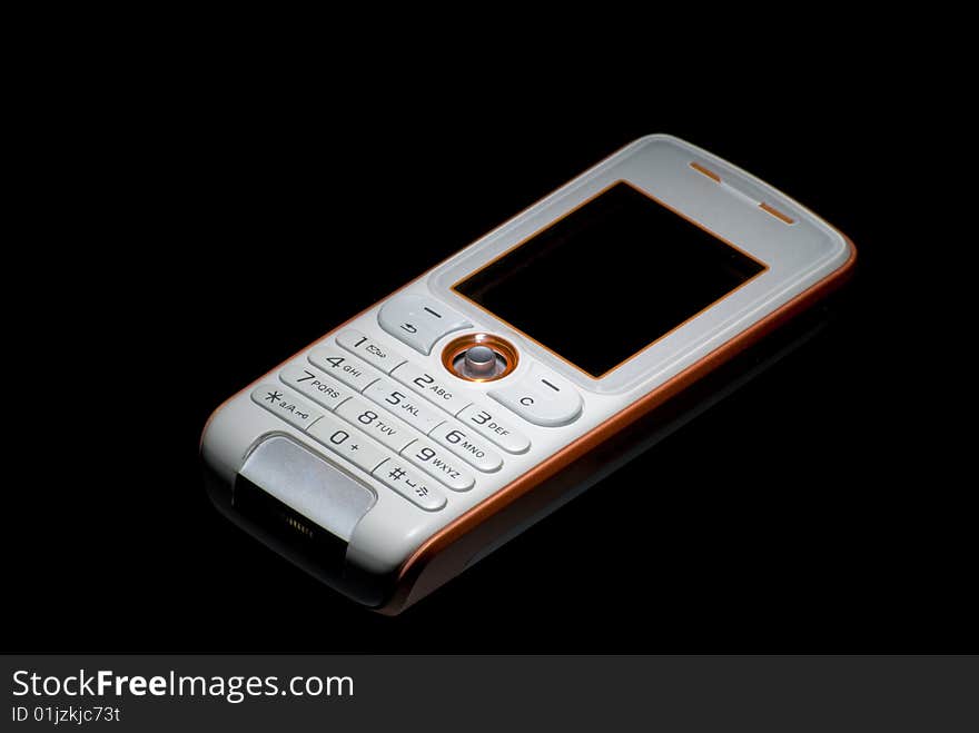 Mobile phone on a black background