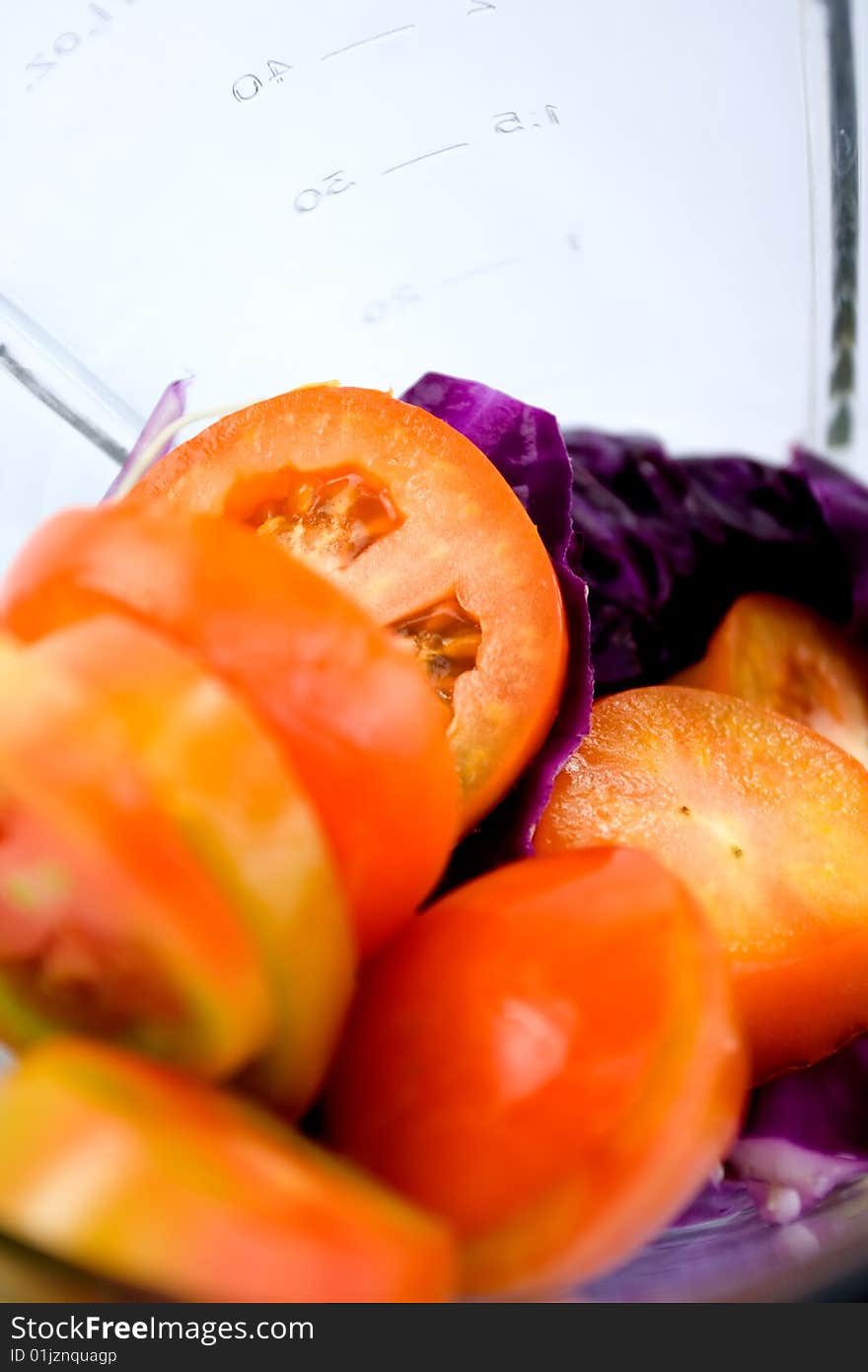 Vegetables in a blender