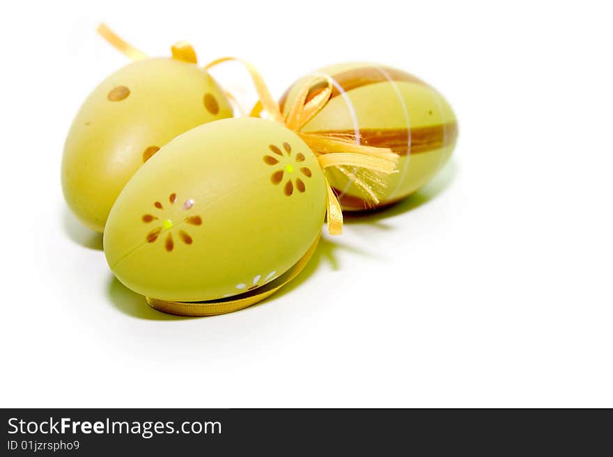 Easter yellow eggs isolated on white. Easter yellow eggs isolated on white