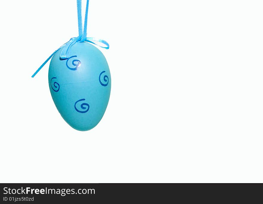 Blue easter egg isolated on white