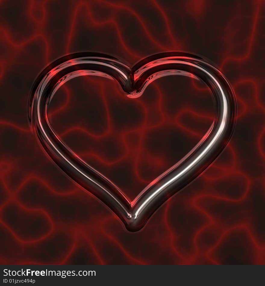 Texture of deep red transparent heart on fire background. Texture of deep red transparent heart on fire background