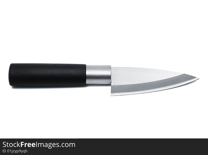 Asian kitchen knife on a white background