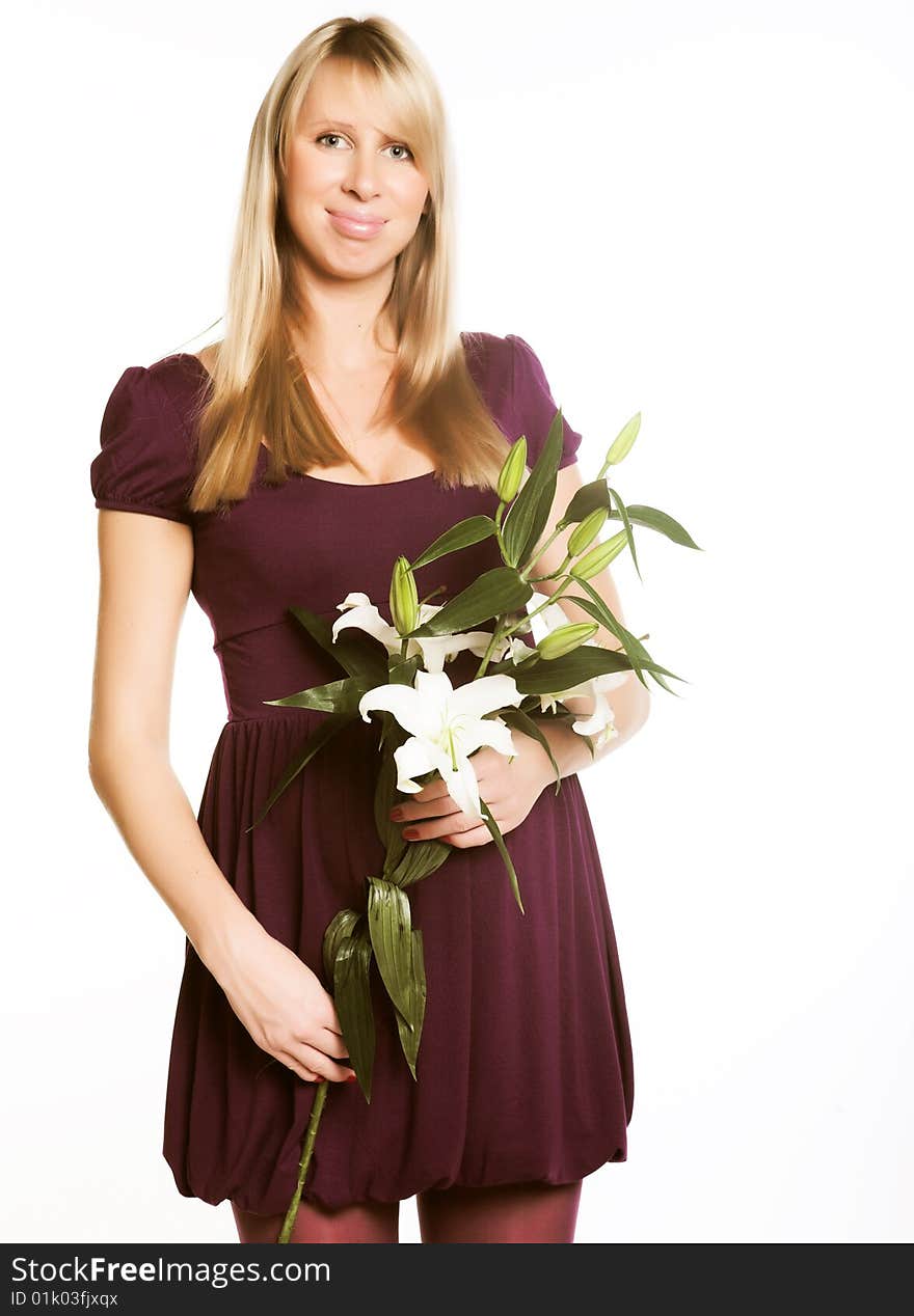 Young beautiful pregnant woman.studio shot.