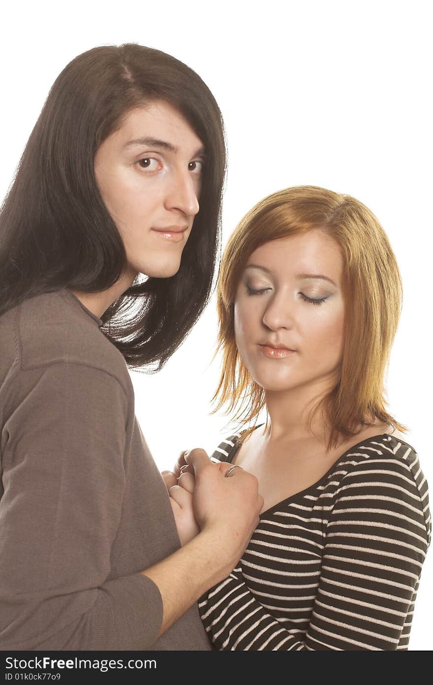 Romantic portrait of young happy couple