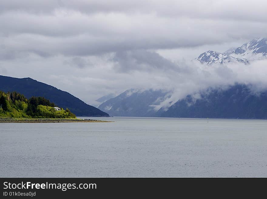 Home on a peninsula overlooking the Pacific at Haines Alaska. Home on a peninsula overlooking the Pacific at Haines Alaska