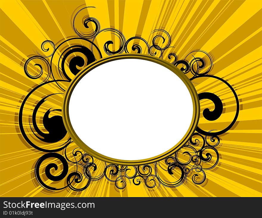 Gold Retro frame with Abstract background