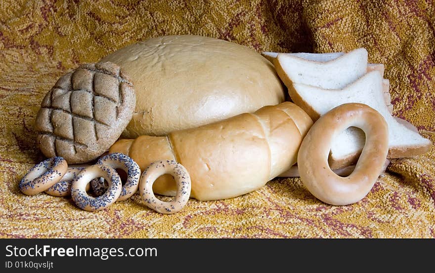 A Loaf of bread over woven linen. A Loaf of bread over woven linen