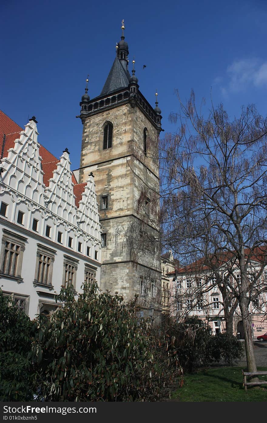 Prague's new town hall, located in Charles square, is the venue of the First Prague Defenestration. Prague's new town hall, located in Charles square, is the venue of the First Prague Defenestration.