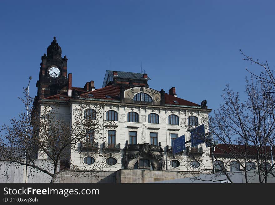 Art Nouveau station building in Prague