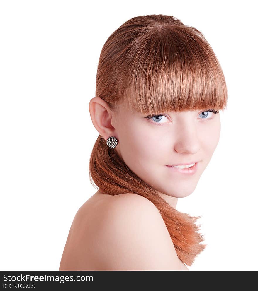 Girl on white background