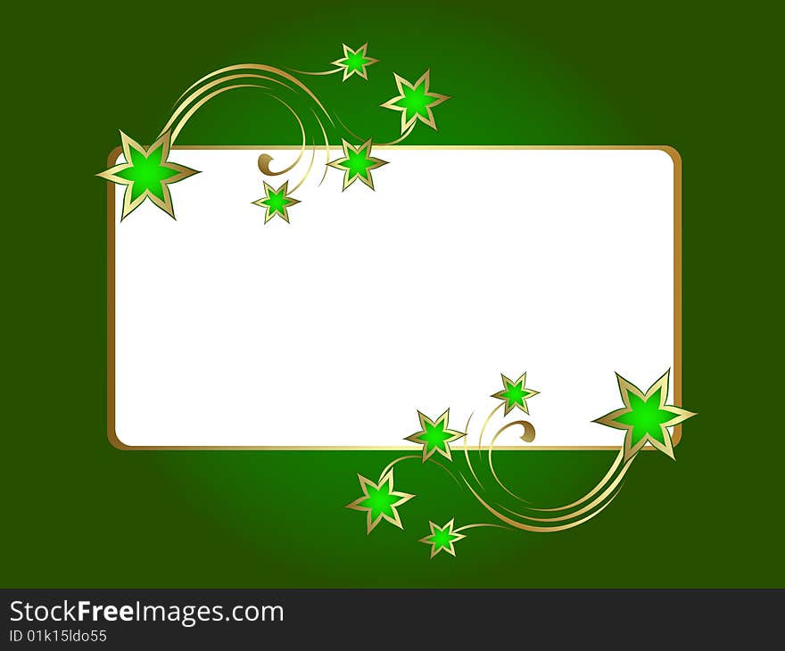 Gold  floral frame with green background