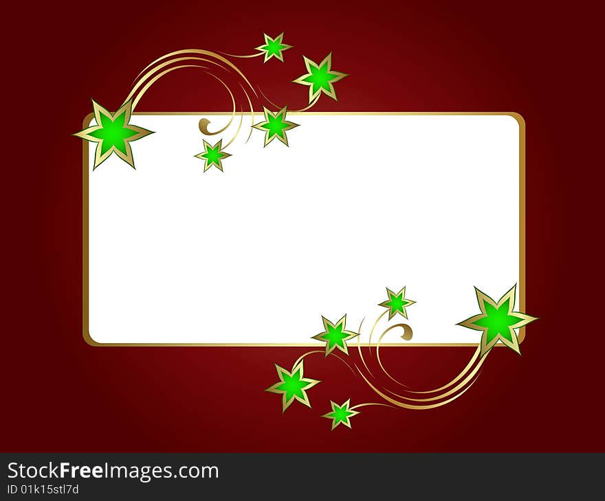 Gold floral frame with green background