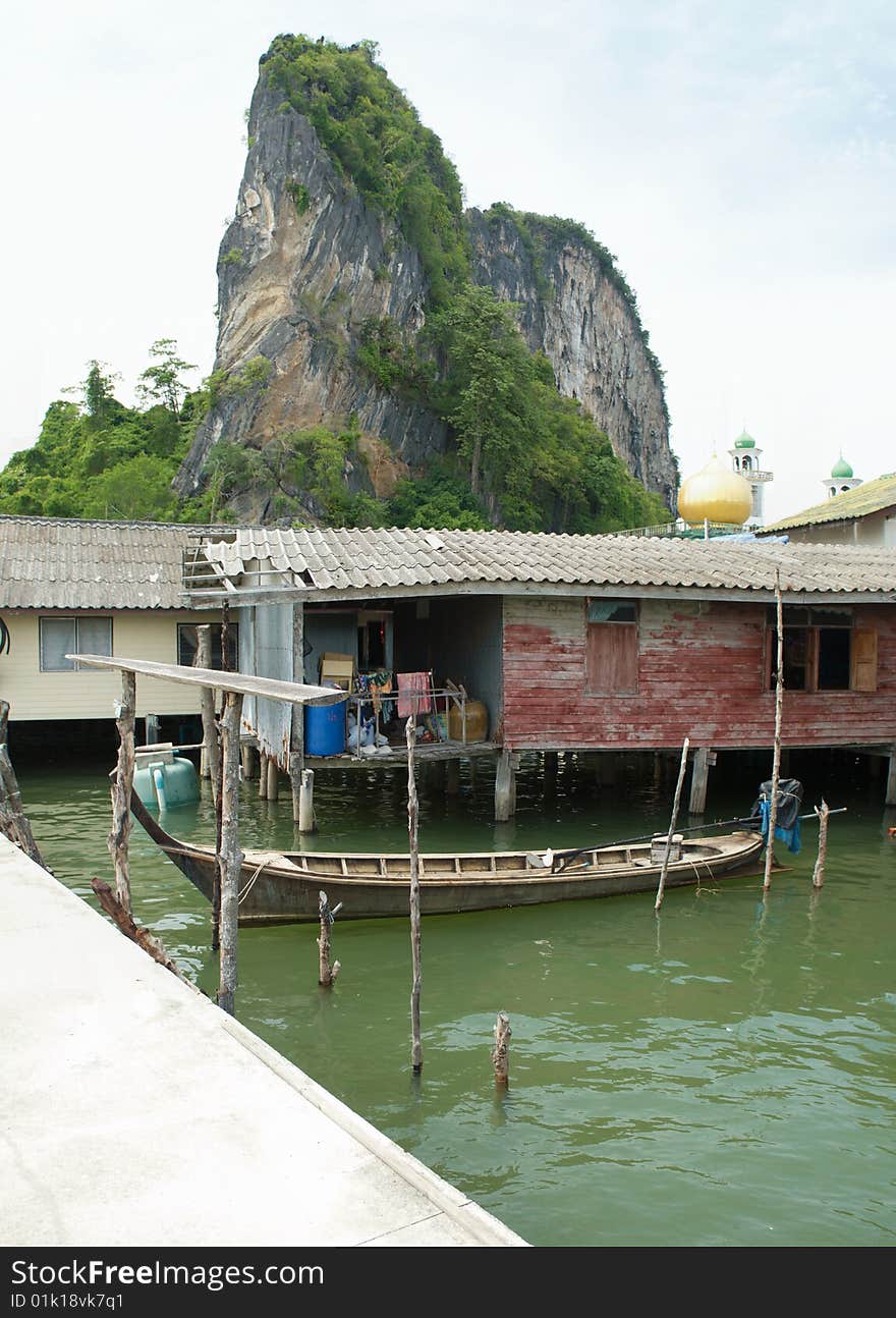 Muslim floating village rock, Thailand