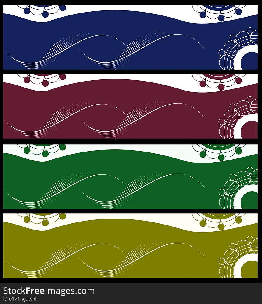 Collection 4 abstract banners with different colors