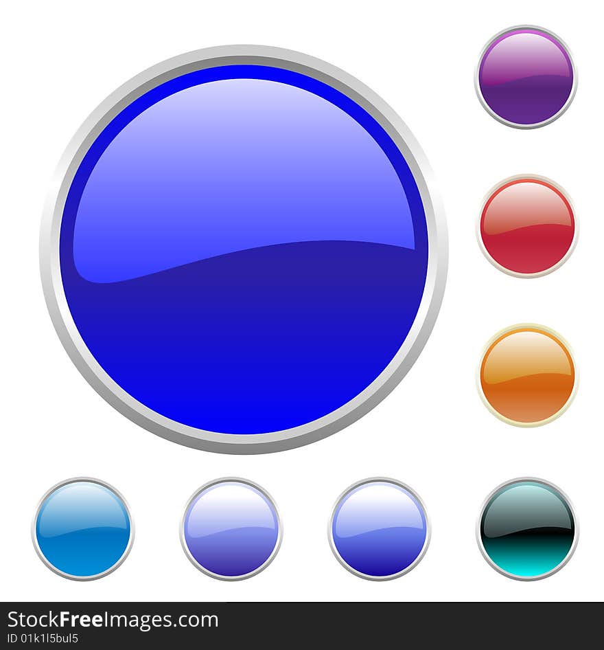 Vector illustration of modern shiny round buttons set