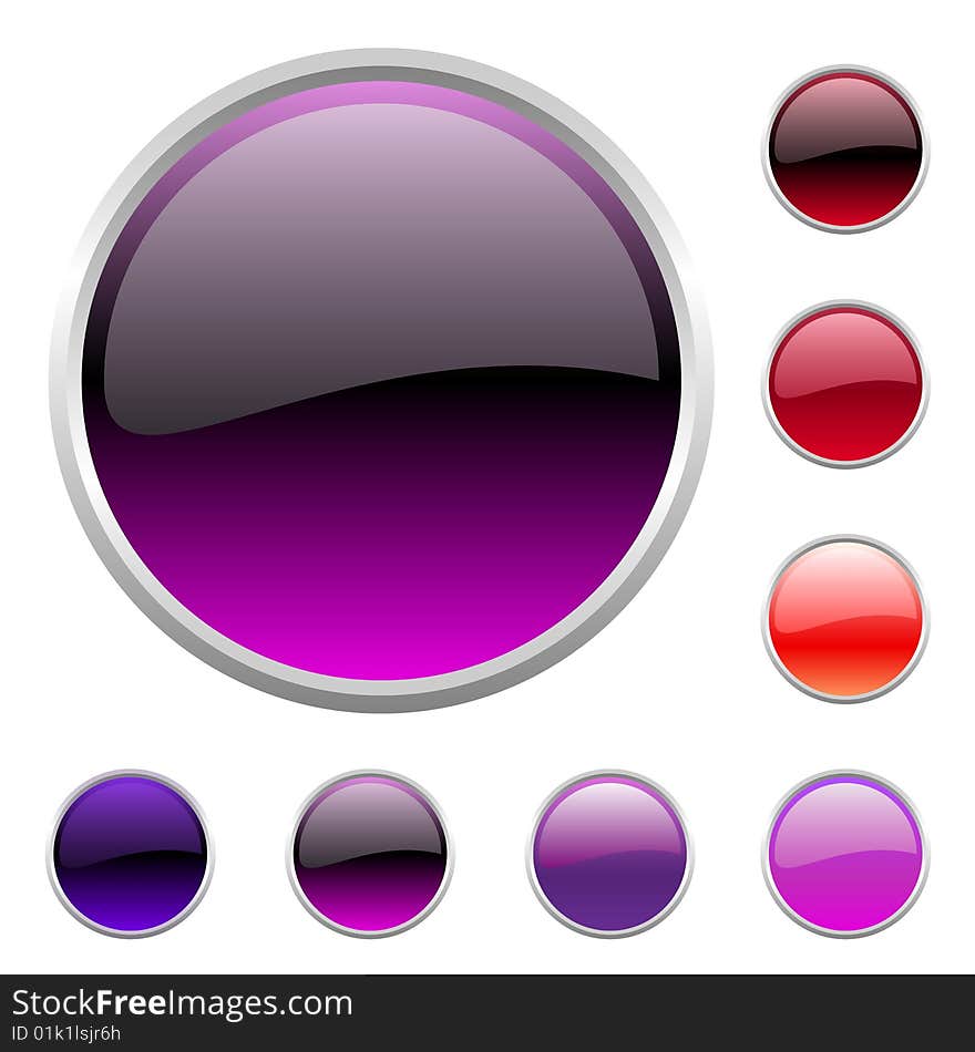 Vector illustration of modern shiny round buttons set