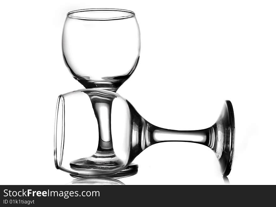 Wine glass on white background