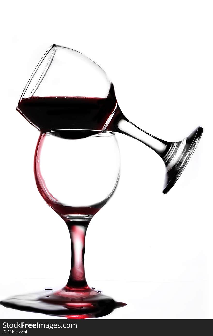 Wine glass on white background