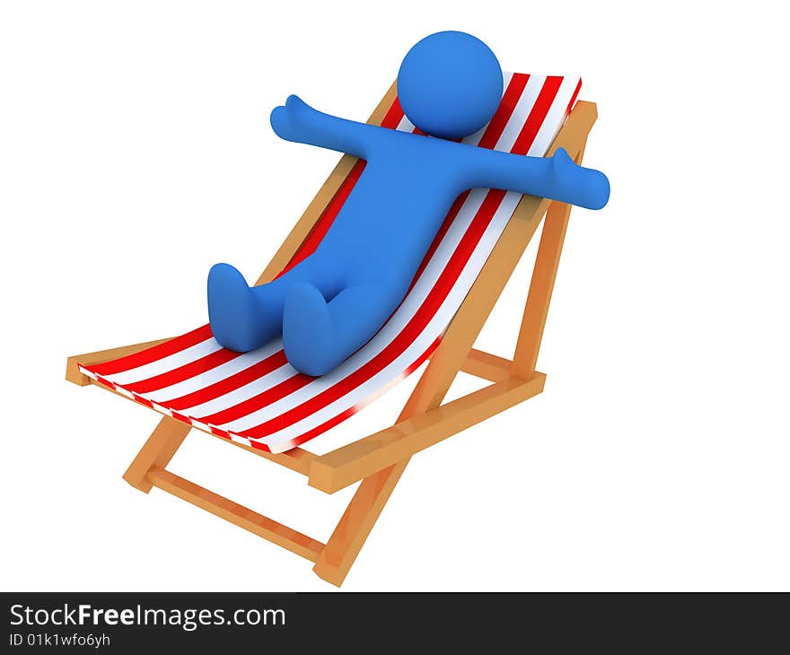 3d render of person on chaise longue. Isolated on white background.