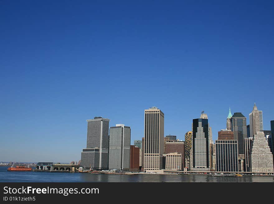 View of the Southern most tip of Manhattan. View of the Southern most tip of Manhattan.