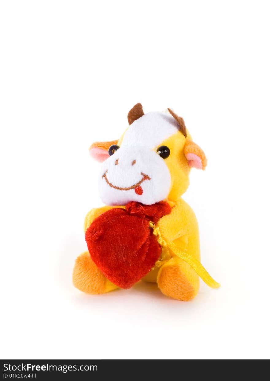 Toy cow wanted colour on white background