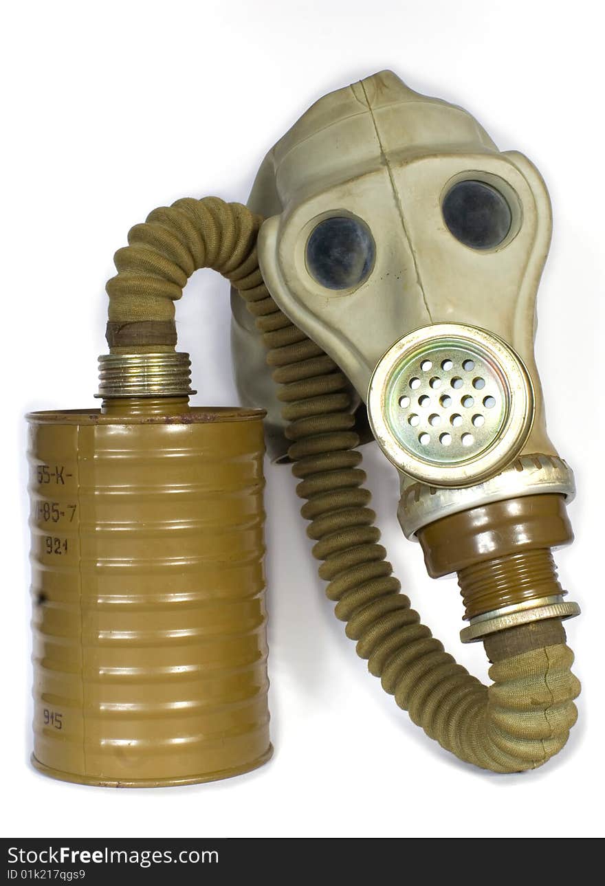 Gas mask of the green colour on white background