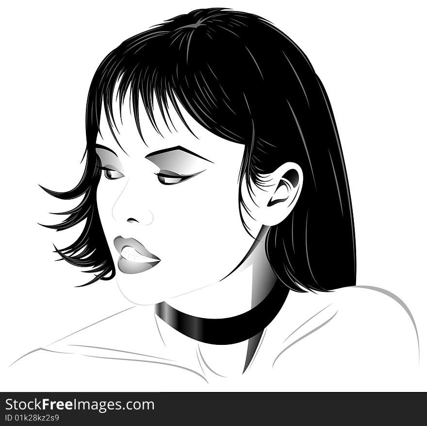 Girl portrait in black and white with simple gradients. Girl portrait in black and white with simple gradients