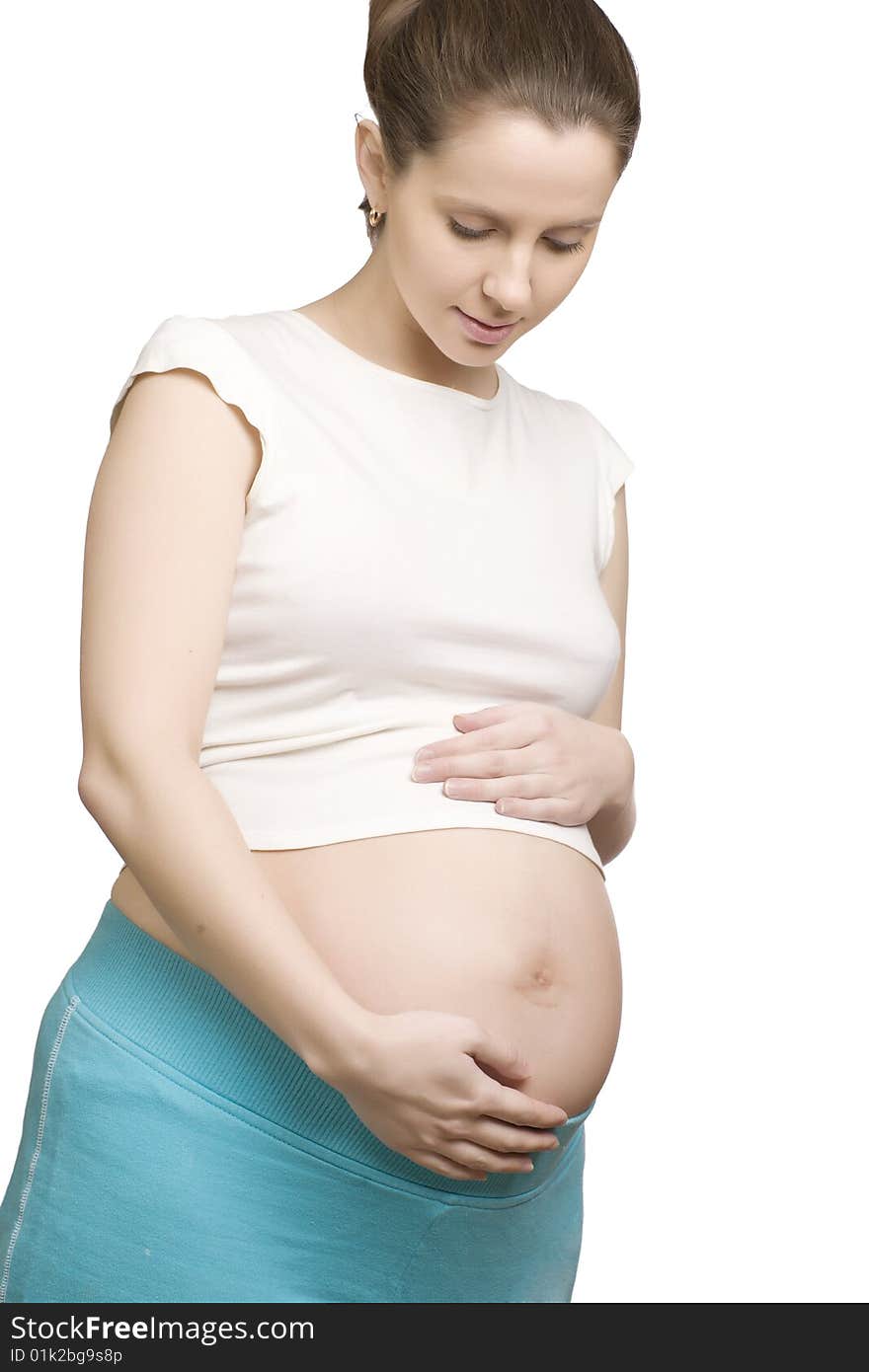 A photo of young caucasian pregnant woman